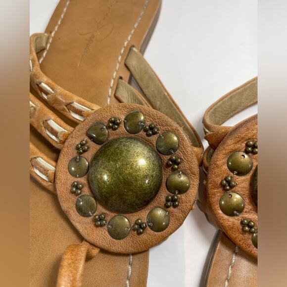 Jessica Simpson Leather Sandals Brown Medallion Aztec Western Boho Size 8 - Picture 15 of 15